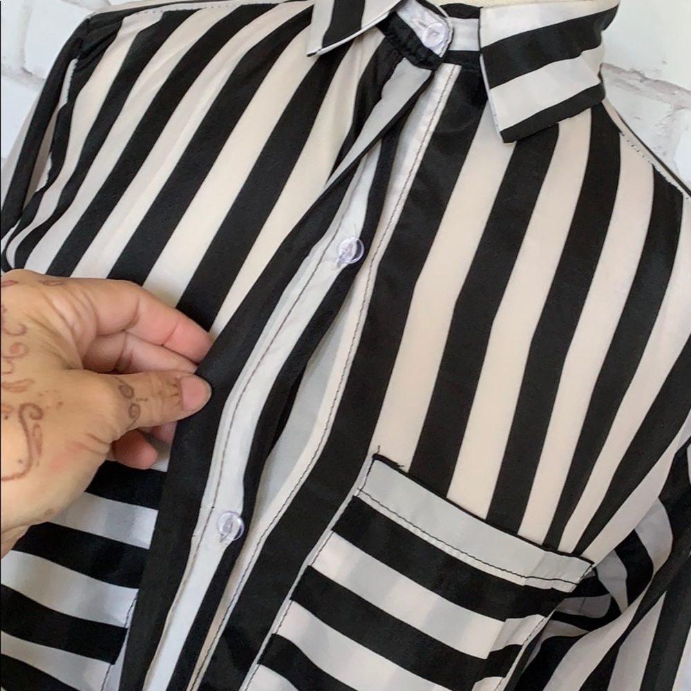 Striped Button Down Blouse - image 2